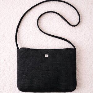 Lina Black Woven Crossbody Bag Braided Strap Lightweight